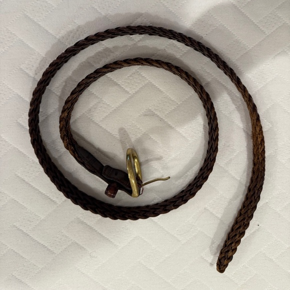 Lands’ End Leather Braid Belt — Dark Brown, Size 36 - Picture 1 of 4
